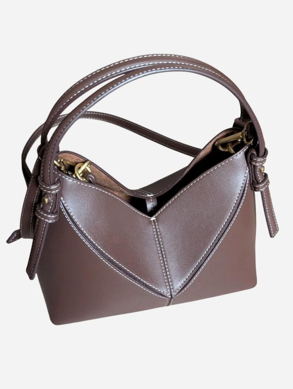 NWT New Zara Mini Seam Detail Bucket Bag Purse Crossbody Brown Chocolate